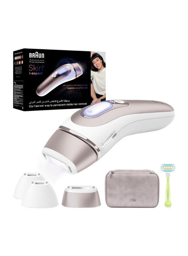 Braun IPL Skin i.expert, at Home Hair Removal, Smart IPL Long Lasting Hair Removal System PL7257 with Attachment for Face, Body, and Precision Areas (Underarm & Bikini) Free App, Pouch, Razor Pink / White