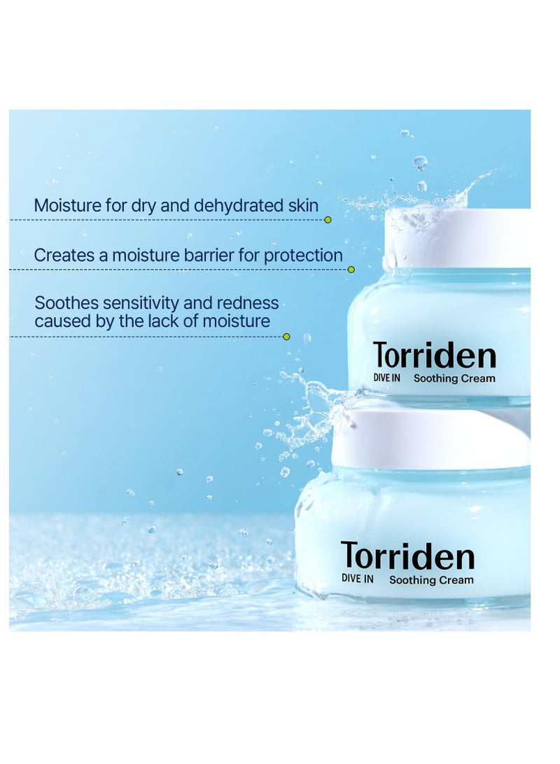 Torriden DIVE-IN Hyaluronic Acid Soothing Cream 3.38 fl oz | Revitalizing Facial Moisturizer for Sensitive, Dry Skin | Fragrance-free, Alcohol-free, No Colorants | Vegan, Cruelty-Free