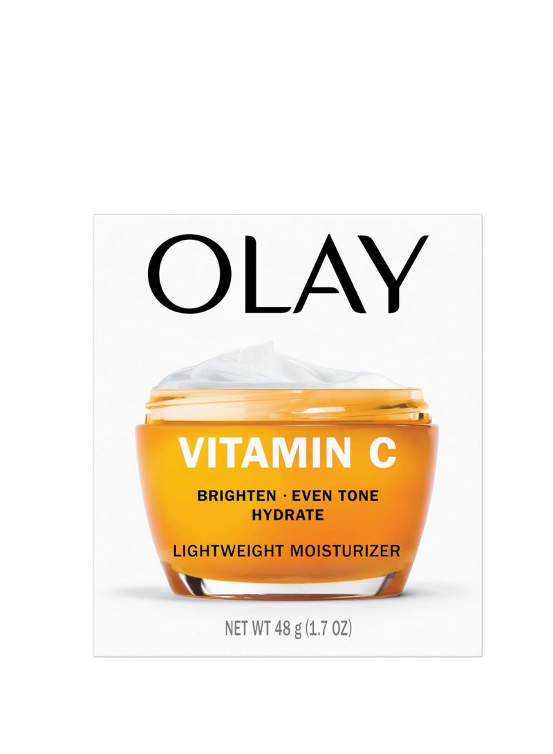 Olay Vitamin C Lightweight Face Moisturizer - Brighten - Even Tone - Hydrate - Lightweight Anti-Aging Cream for Dark Spots and Dry Skin, 1.7 oz