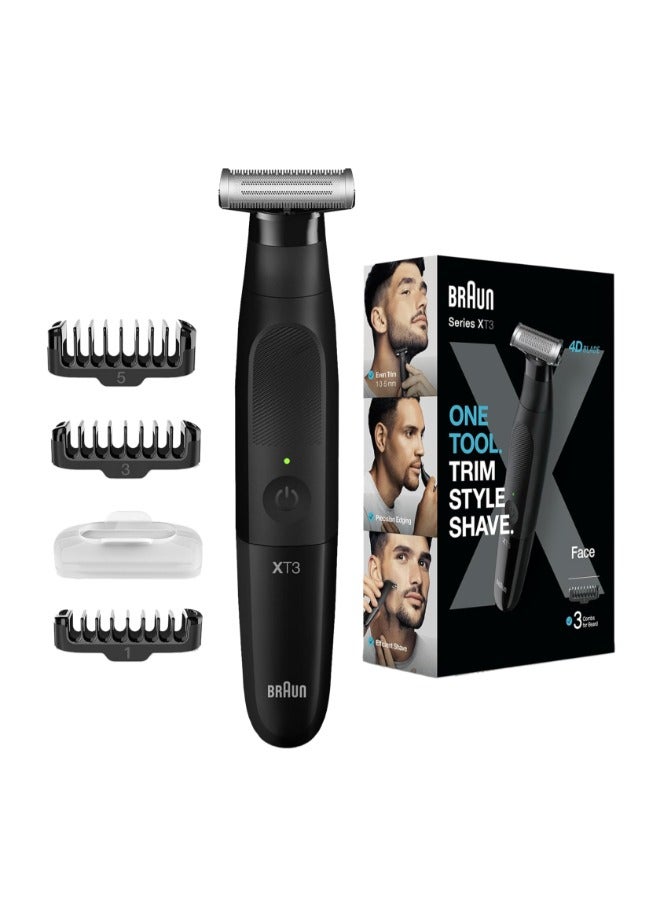 Braun Series X XT3100 - One Blade Hybrid Beard Trimmer, Shaver and Electric Razor for Men, One Tool for Stubble, Moustache, Waterproof, 3 Combs, Pouch, Advanced German Engineering Black