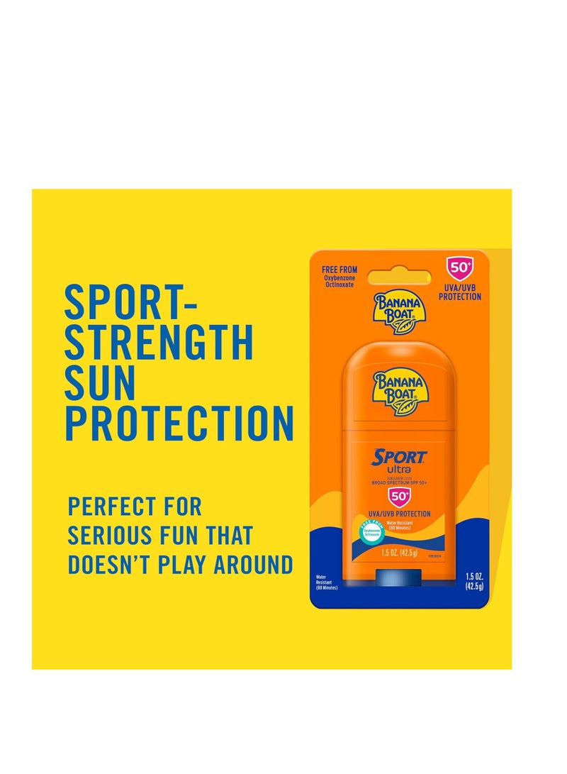 Banana Boat Sport Ultra Sunscreen Stick SPF 50, 1.5oz | Travel Sunscreen, Mini Sunscreen, SPF Stick Sunscreen, Oxybenzone Free Sunscreen, 1.5oz