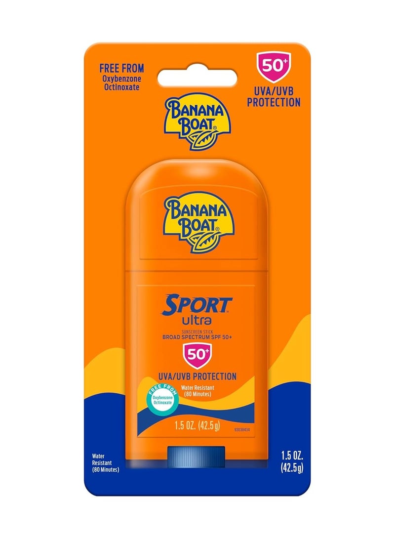 Banana Boat Sport Ultra Sunscreen Stick SPF 50, 1.5oz | Travel Sunscreen, Mini Sunscreen, SPF Stick Sunscreen, Oxybenzone Free Sunscreen, 1.5oz