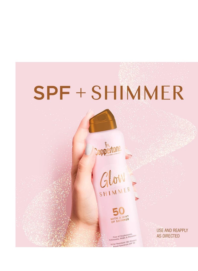 Coppertone Glow with Shimmer Sunscreen Spray, Water Resistant , Broad Spectrum, SPF 50, 5 Oz