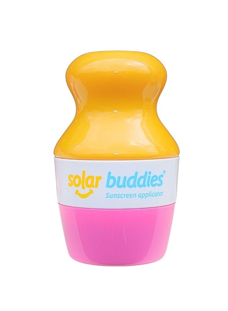 Solar Buddies Sunscreen Applicator - Single Pink - Refillable Roll on Sponge Sunscreen, Suncream & Lotion Applicator For Kids, Adults & Families - Holds 3.4fl oz, Perfect Size for Travel