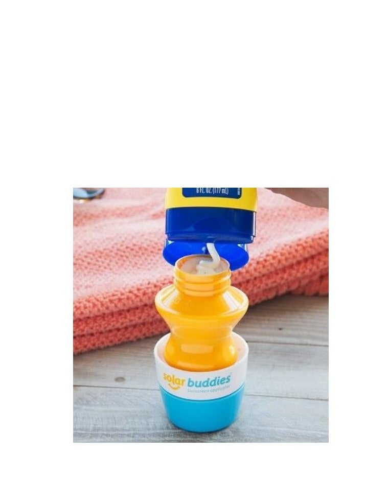 Solar Buddies Sunscreen Applicator - Single Pink - Refillable Roll on Sponge Sunscreen, Suncream & Lotion Applicator For Kids, Adults & Families - Holds 3.4fl oz, Perfect Size for Travel