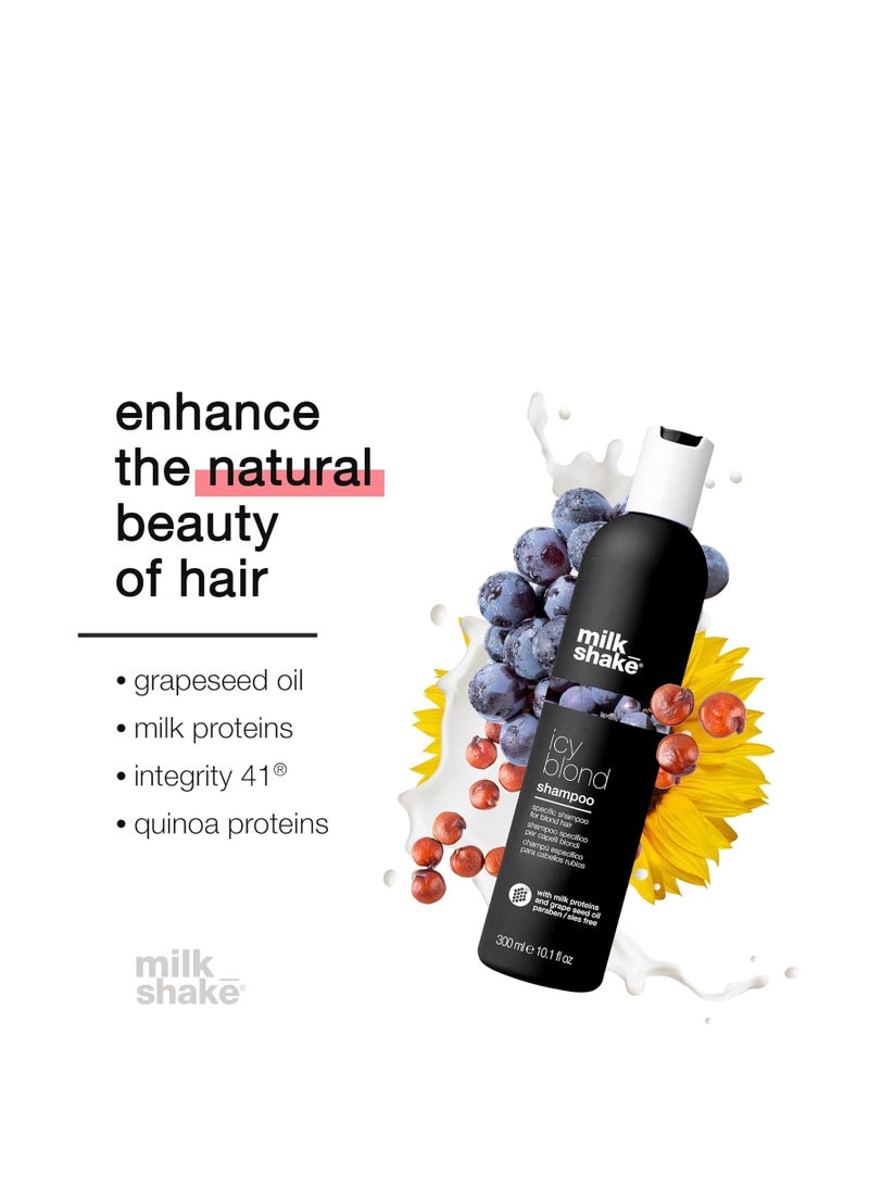 milk_shake Icy Blond Shampoo - Black Pigment Shampoo for Very Light Blond and Platinum Hair, 10.1 Fl Oz (300 ml)