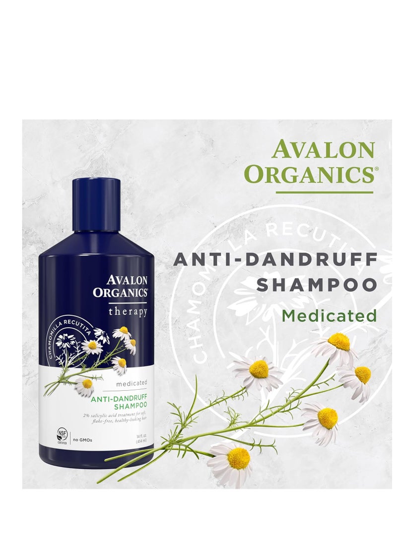 Avalon Organics Therapy Medicated Anti-Dandruff Shampoo for Soft, Flake-Free Hair, 14 Fluid Ounces