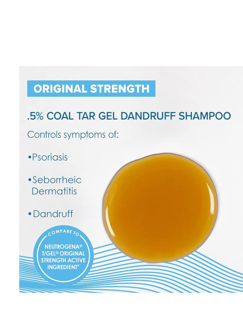 True+Real Coal Tar Therapeutic Plus Tar Gel Anti-Dandruff Shampoo 0.5% Coal Tar, 16 Fl Oz, Original Strength