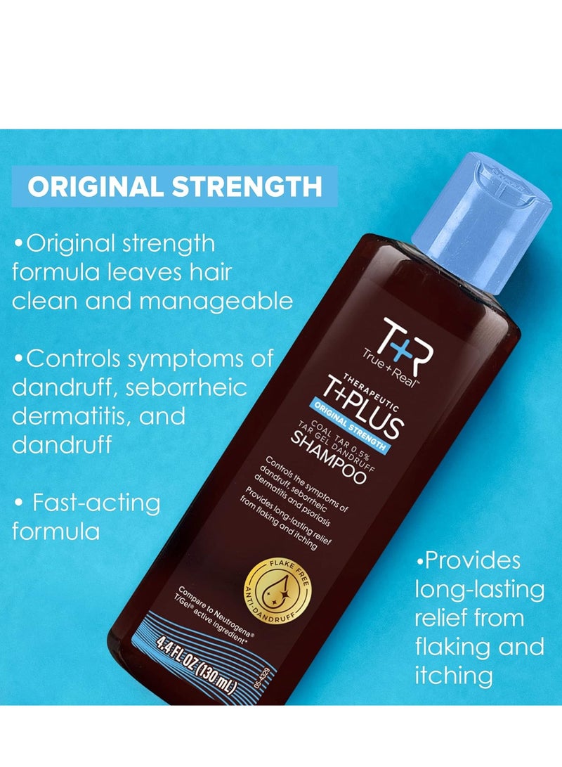 True+Real Coal Tar Therapeutic Plus Tar Gel Anti-Dandruff Shampoo 0.5% Coal Tar, 16 Fl Oz, Original Strength