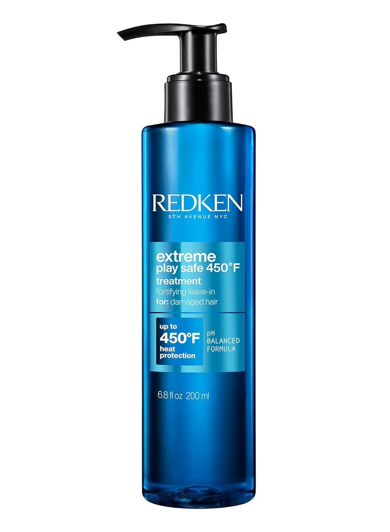 Redken Extreme Play Safe Heat Protectant Spray & Leave In Conditioner| For All Hair Types | Helps Reduce The Appearance of Split Ends | With Tourmaline