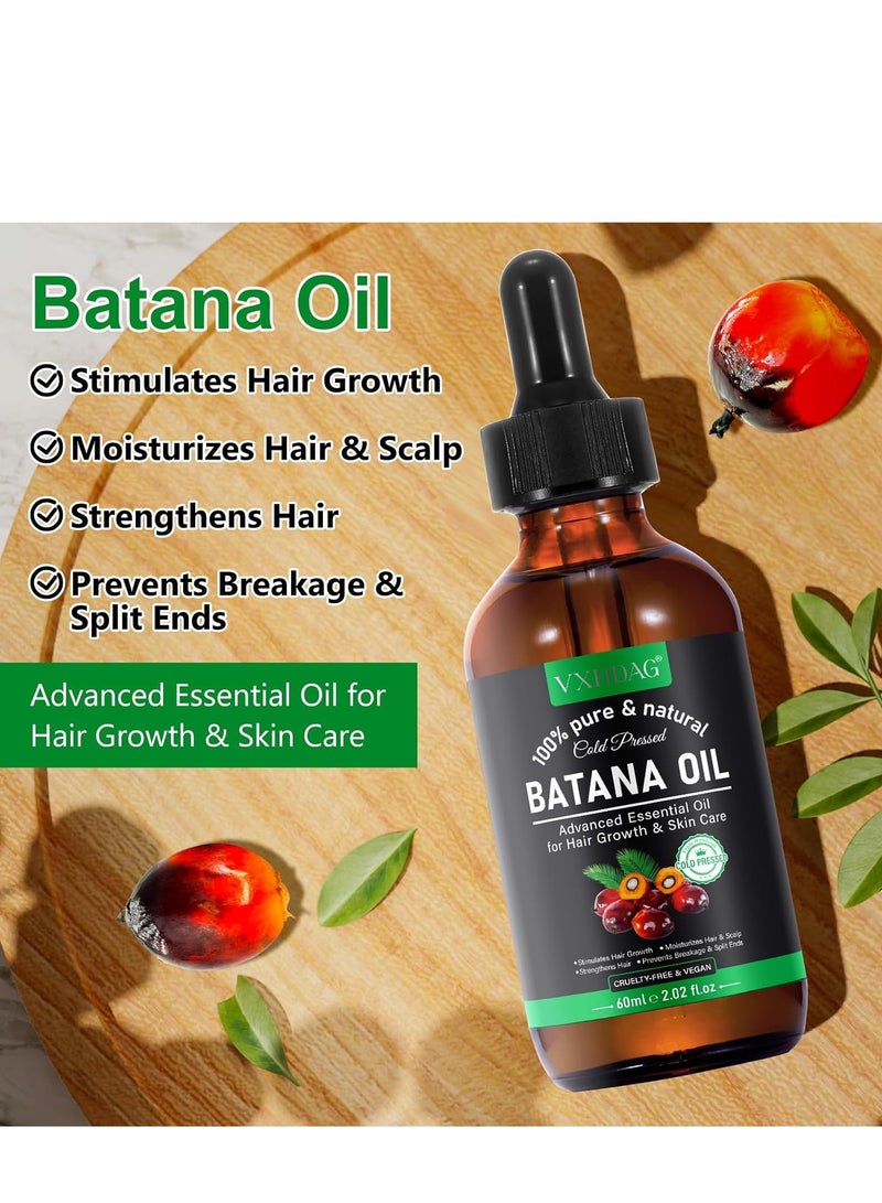 VXHDAG Batana Oil - 100% Pure & Natural from Honduras for Hair Growth, Eliminates Split Ends, Enhances Radiance & Nourishment for All Hair Types, 2.02 fl oz