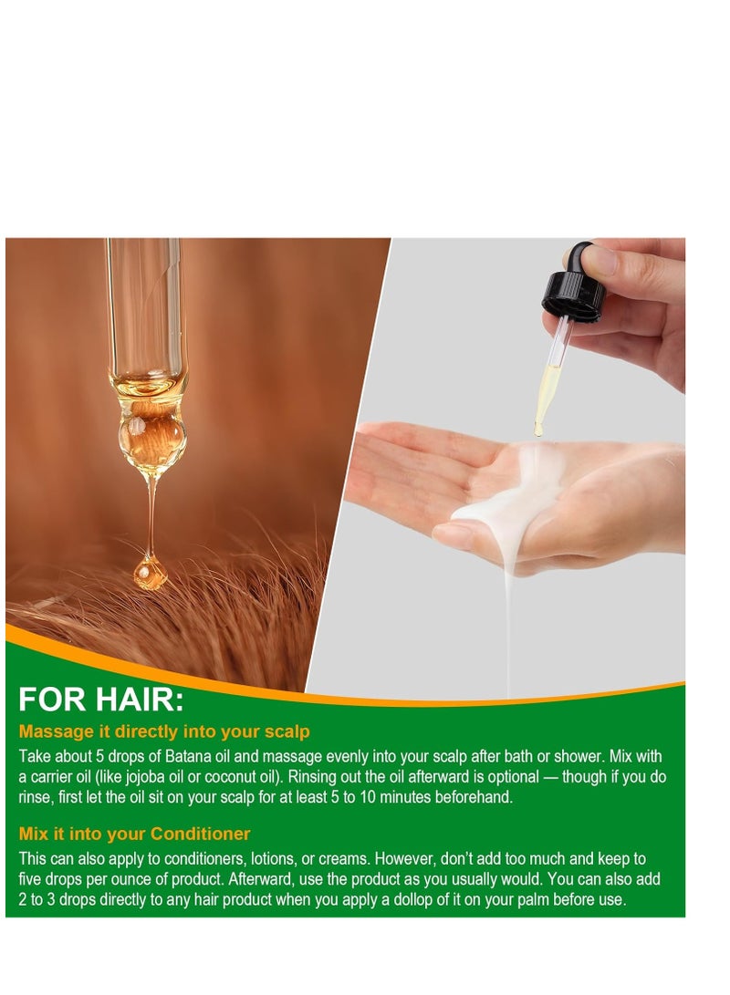 VXHDAG Batana Oil - 100% Pure & Natural from Honduras for Hair Growth, Eliminates Split Ends, Enhances Radiance & Nourishment for All Hair Types, 2.02 fl oz