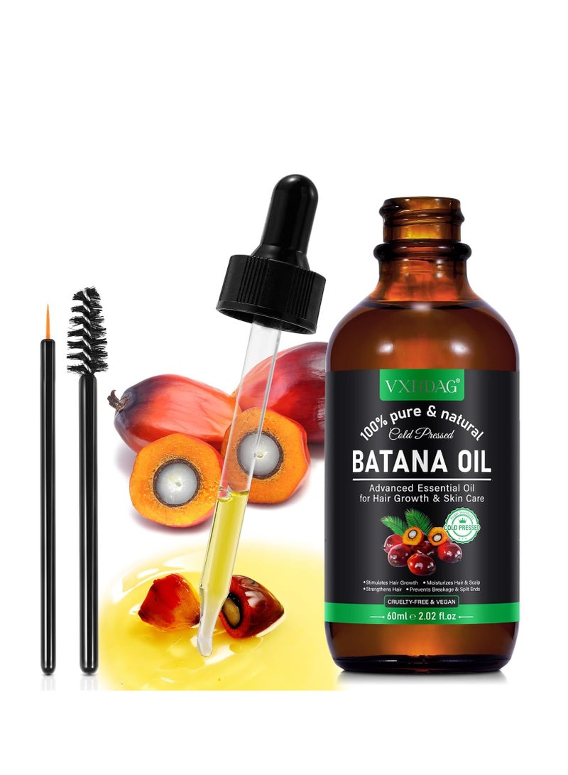 VXHDAG Batana Oil - 100% Pure & Natural from Honduras for Hair Growth, Eliminates Split Ends, Enhances Radiance & Nourishment for All Hair Types, 2.02 fl oz