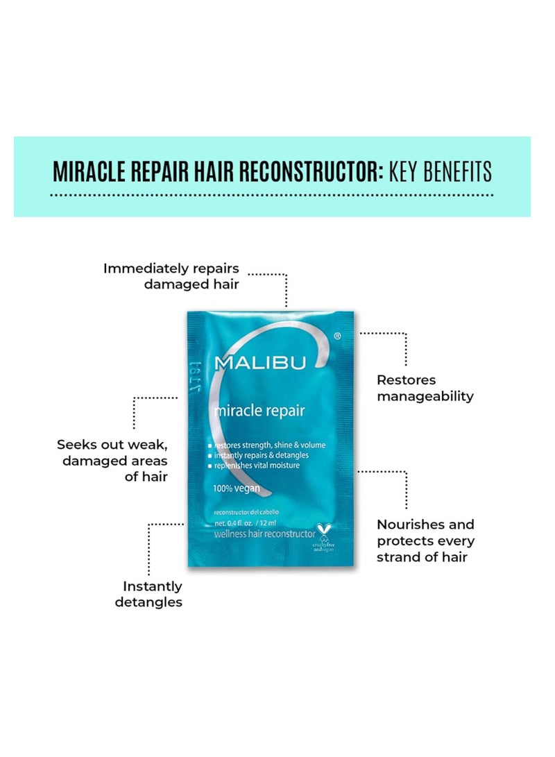 Malibu C Miracle Repair Hair Reconstructor - Nourishing Hair Repair Treatment for Weak, Damaged Strands - Flax Protein & Vitamin B5 for Hair Strength