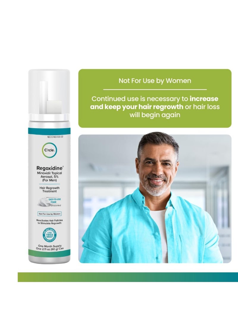 Regoxidine Men's 5% Minoxidil Foam & Topical - Helps Restore Vertex Hair Loss & Thinning Hair - Extra Strength Supports Hair Regrowth in Unscented Topical Aerosol Treatment (Foam, 3 Month's Supply)…