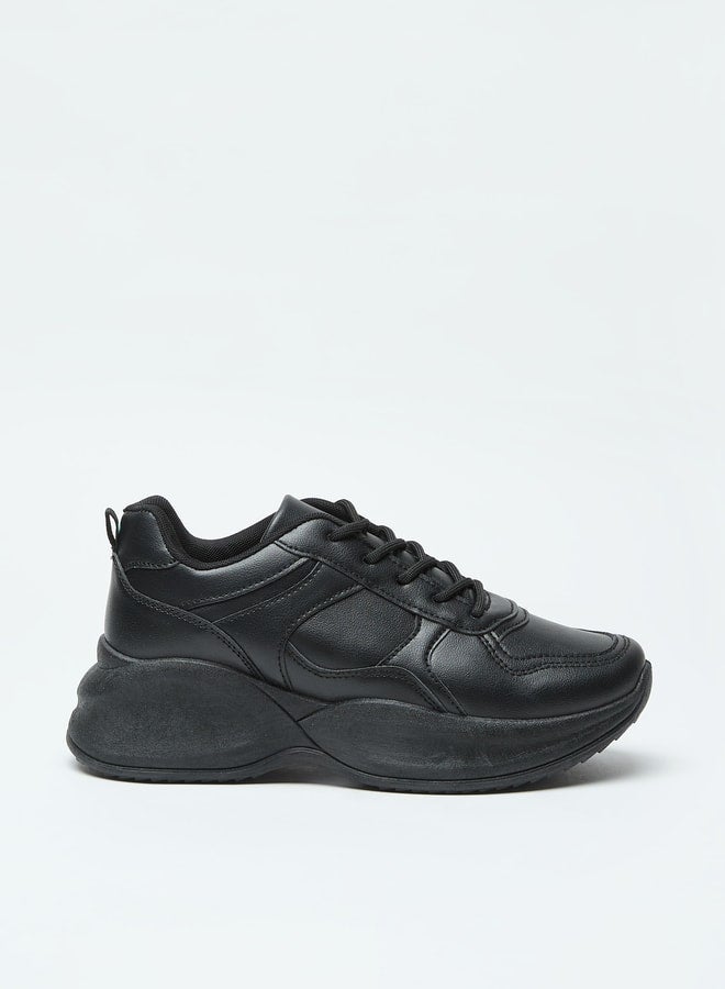 Panelled Sneakers with Lace-up Closure