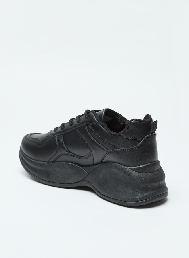 Panelled Sneakers with Lace-up Closure