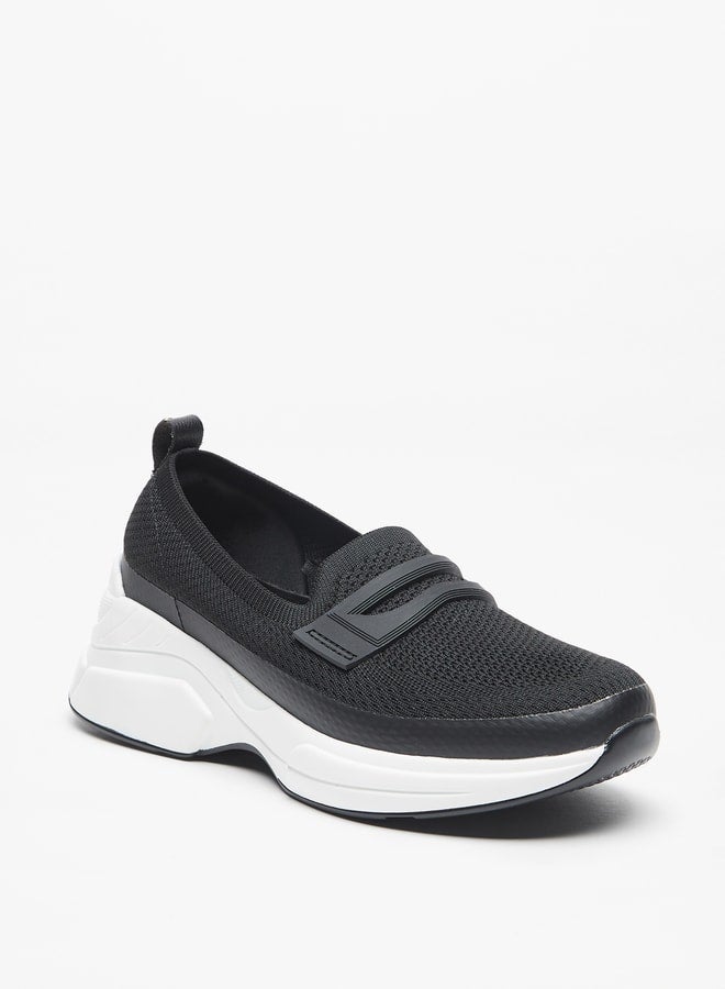 Textured Slip-On Sneakers with Pull Tab