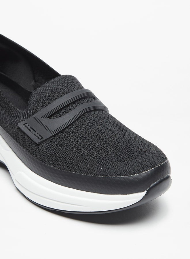 Textured Slip-On Sneakers with Pull Tab