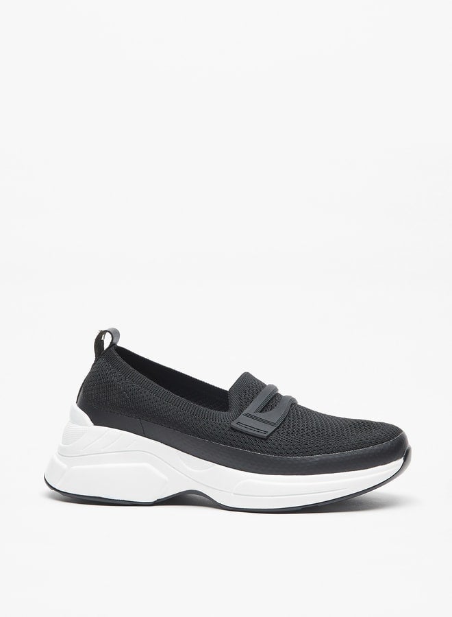 Textured Slip-On Sneakers with Pull Tab