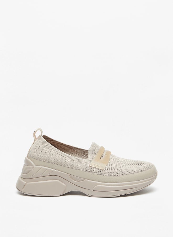 Textured Slip-On Sneakers with Pull Tab