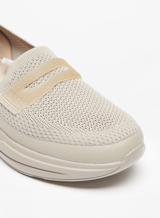 Textured Slip-On Sneakers with Pull Tab