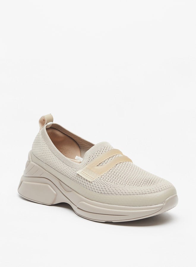 Textured Slip-On Sneakers with Pull Tab