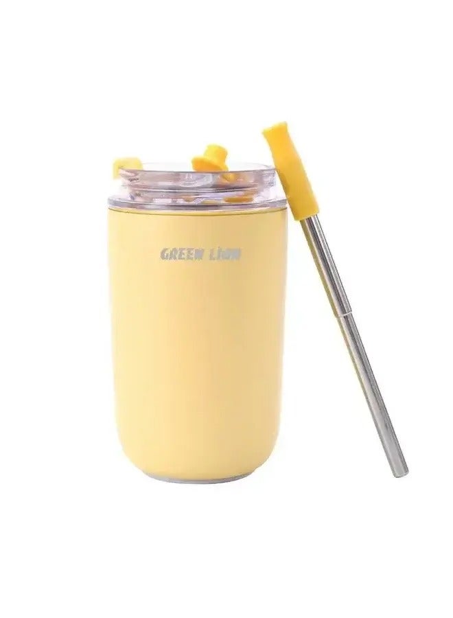 Vacuum Travel Mug Lite Stainless Steel Travel Mug with Straw, 280ml, Double Walled Insulated, Hot or Cold Drinks, Cream