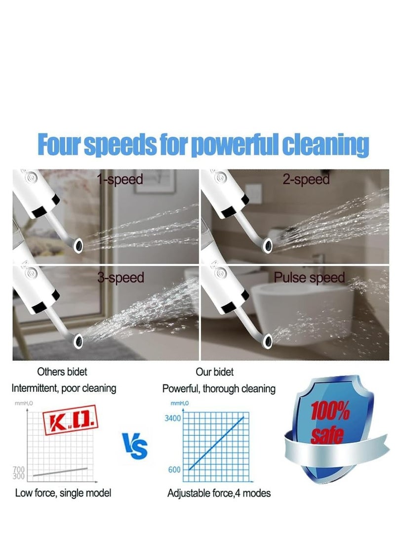 4 Pressure Electric Shattaf,Portable Bidet Sprayer for Travel,Electric Personal Bidet Bottle with 250ml tank,Handheld Bidet Shattaf For Hygiene Cleaning