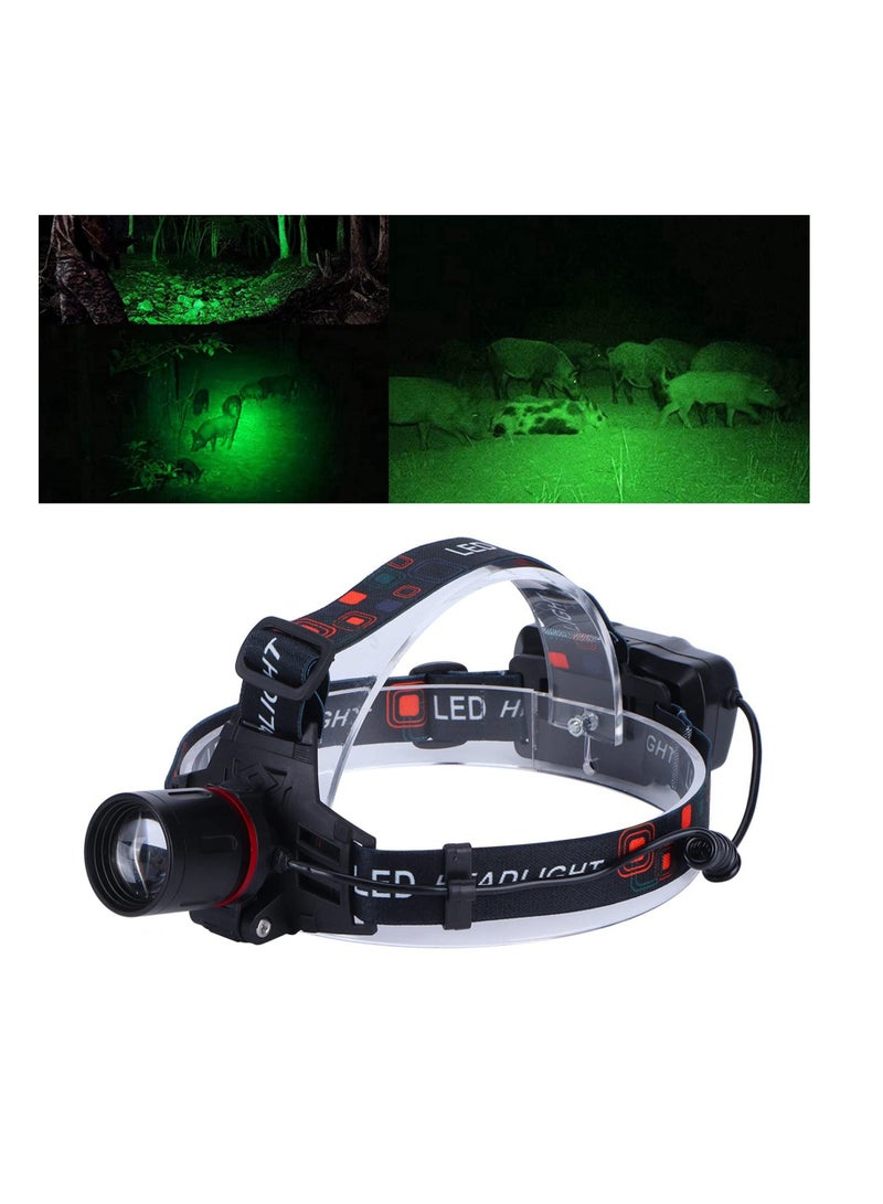 Headlamp Rechargeable, High Brightness Green Light Headlight USB Charging Waterproof Drop-proof for Hunting Fishing Hiking Cycling(Battery Included)