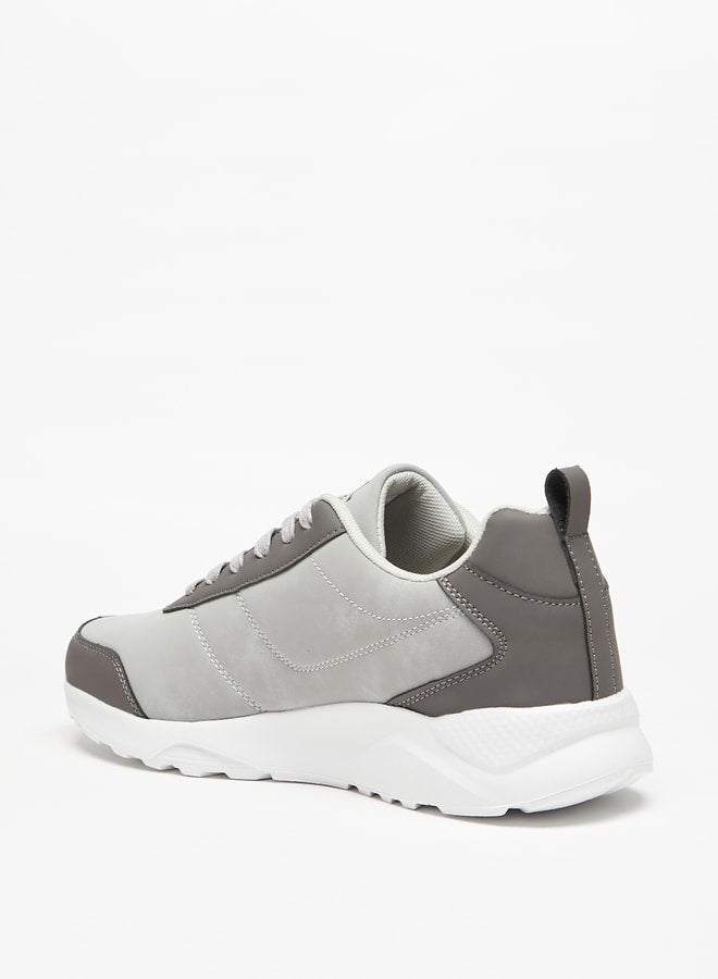 Men's Panelled Sneakers with Lace-Up Closure