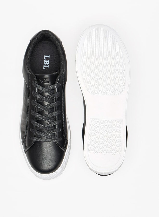 Solid Low Ankle Sneakers with Lace-Up Closure