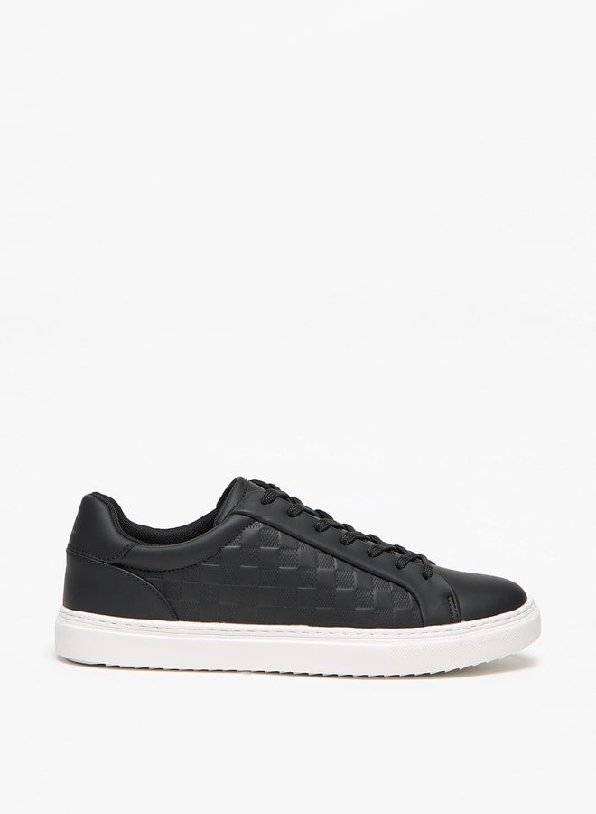 Monotone Low Ankle Sneakers with Lace-Up Closure