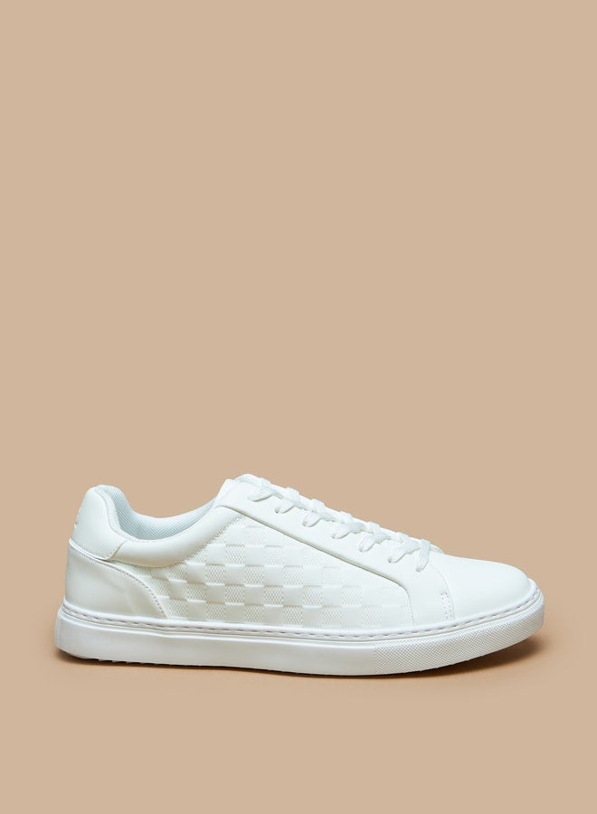 Monotone Low Ankle Sneakers with Lace-Up Closure