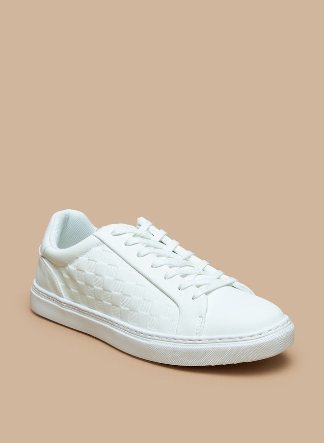 Monotone Low Ankle Sneakers with Lace-Up Closure