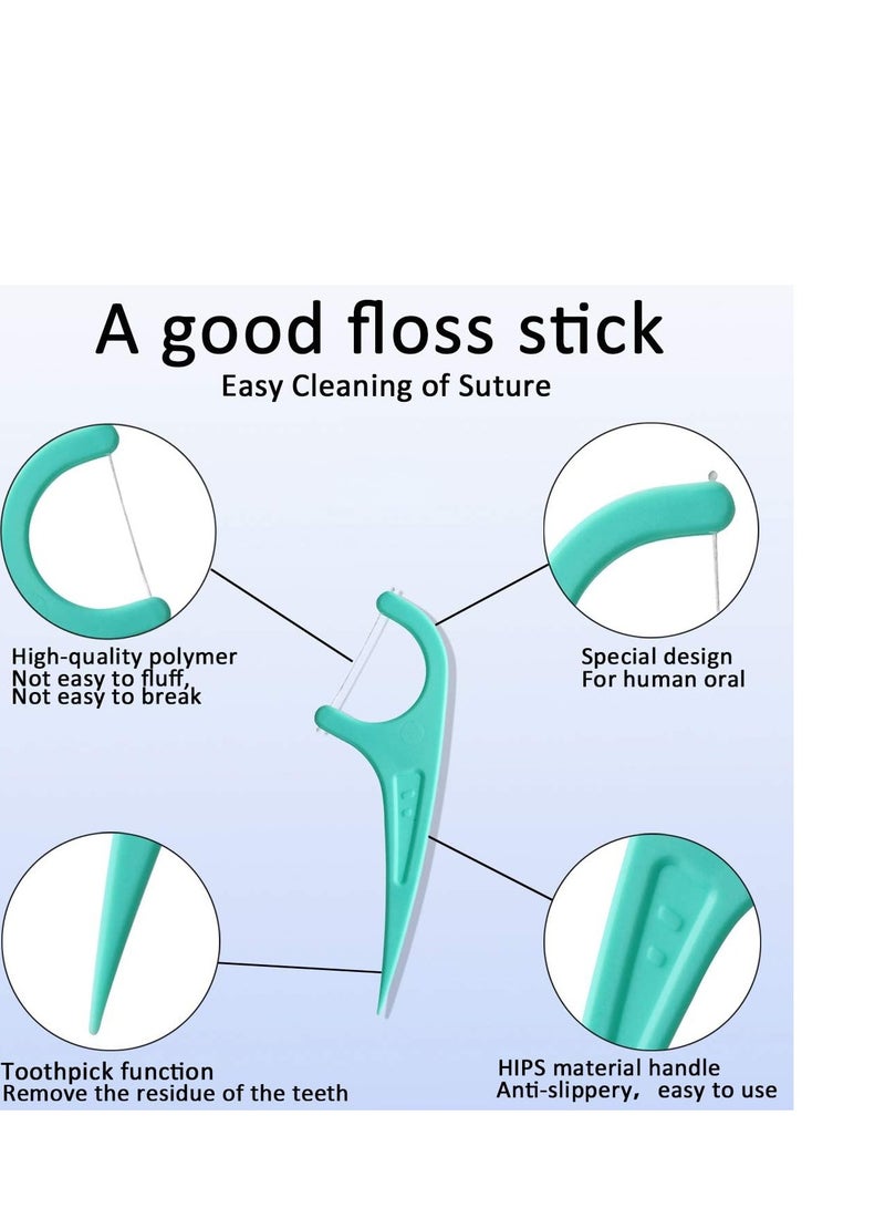 FAMILIFE Floss Picks, 240 Count Mint Dental Floss Picks, Tooth Picks Flossers with 4 Travel Handy Cases, Helps to Fight Tooth Decay and Keep Your Teeth Clean, Floss Sticks for Family