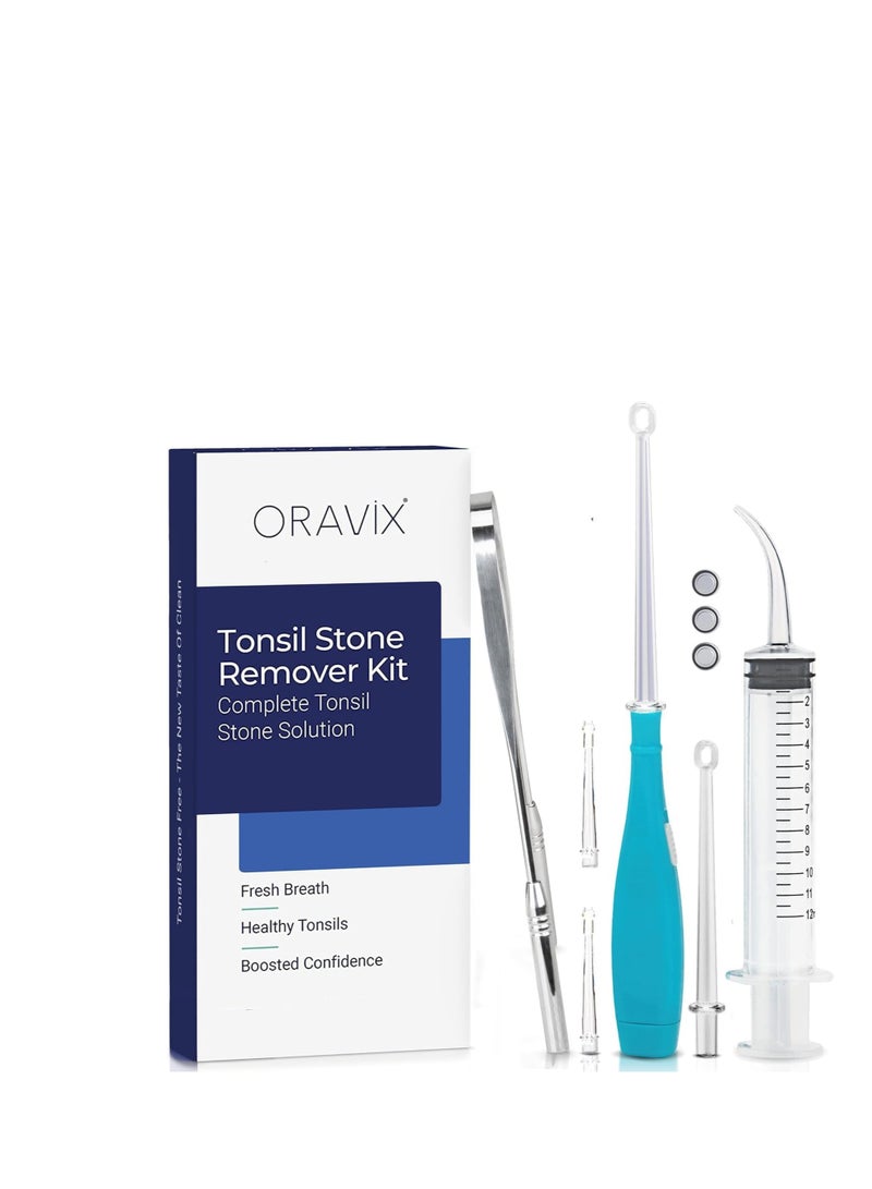 ORAVIX Tonsil Stone Remover - Tonsil Stone Removal Kit - Tonsillolith Remover Tool - Tonsil Cleaner - Fight Bad Breath - Tonsil Stone Removal Tool - Oral Irrigator - Tongue Scraper - 7 Pieces