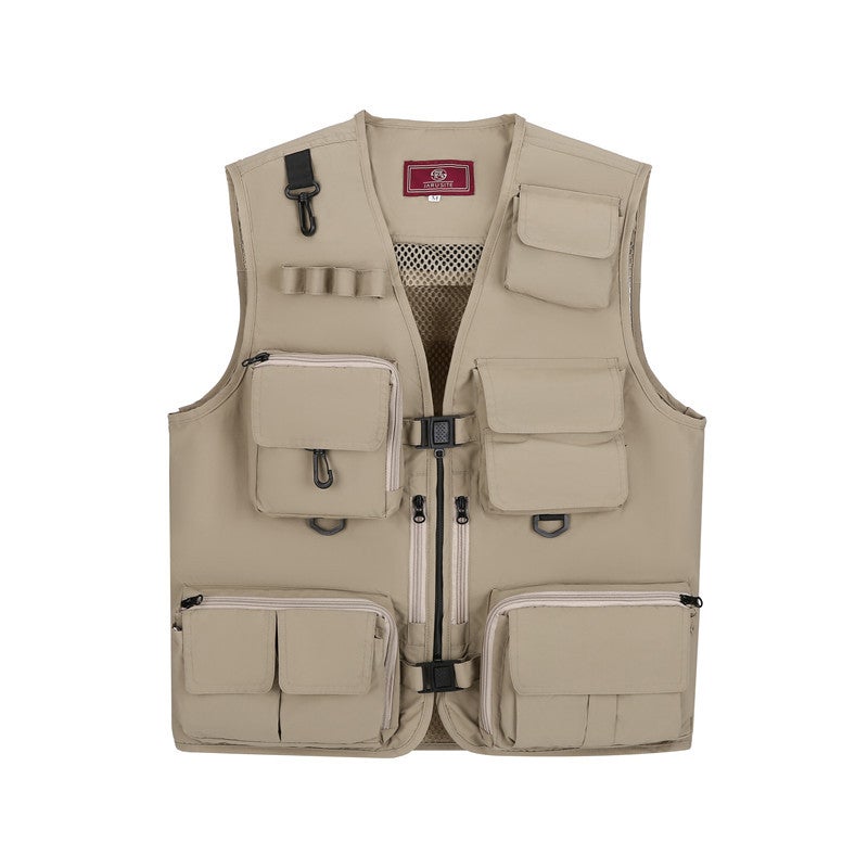 Fashion Sports Vest with Multi-Pockets for Fishing Khaki