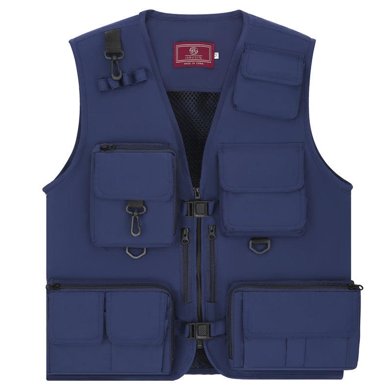 Fashion Sports Vest with Multi-Pockets for Fishing Flame Blue