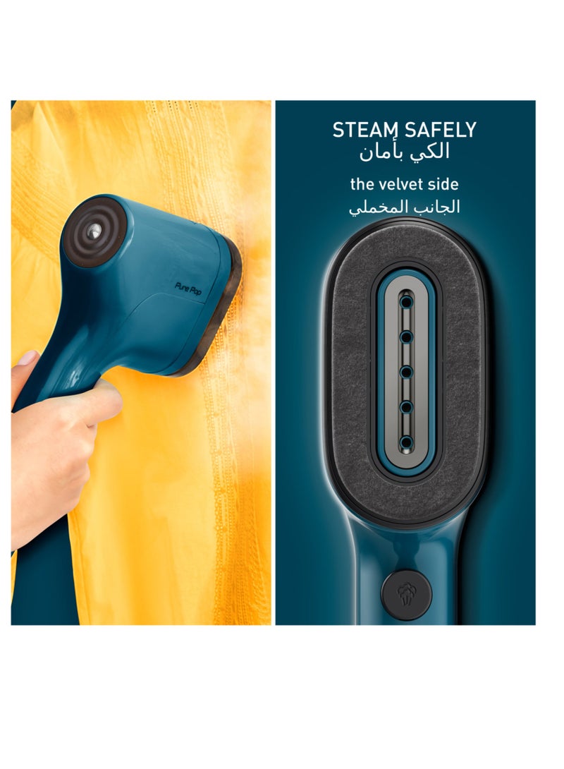 Garment Steamer|Pure POP|Steams/Purifies Garments|Steam Output Up to 20 g/min|Delicate Fabrics|Reversible Pad System|Travel-Friendly|2 Years Warranty 0.2 kg 1 W DT2020G0 Blue