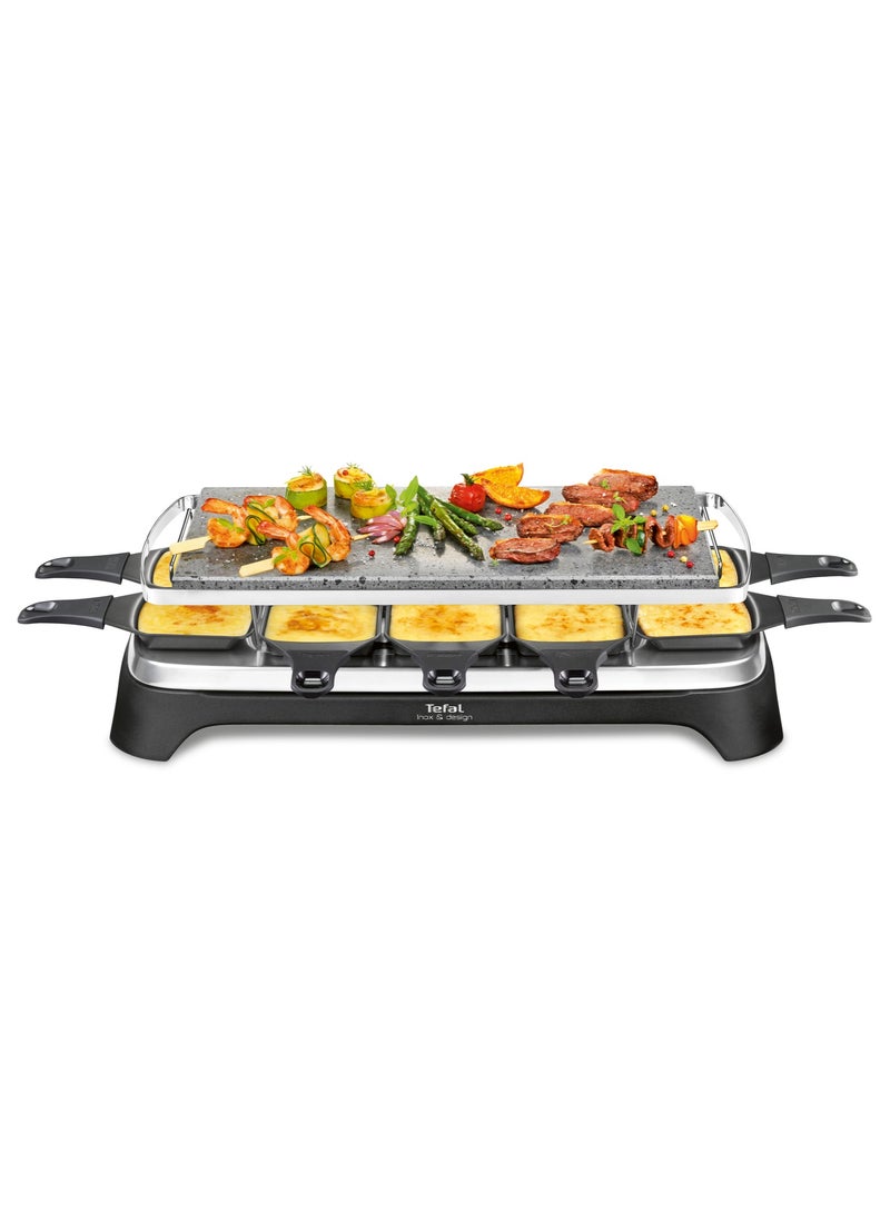 Pierrade 3-in-1 | 10 People | 3 Functions | Raclette | Grill/Plancha | Non-Stick Coating | Easy Storage | 2 Years Warranty | 1 W RE45A827 Black
