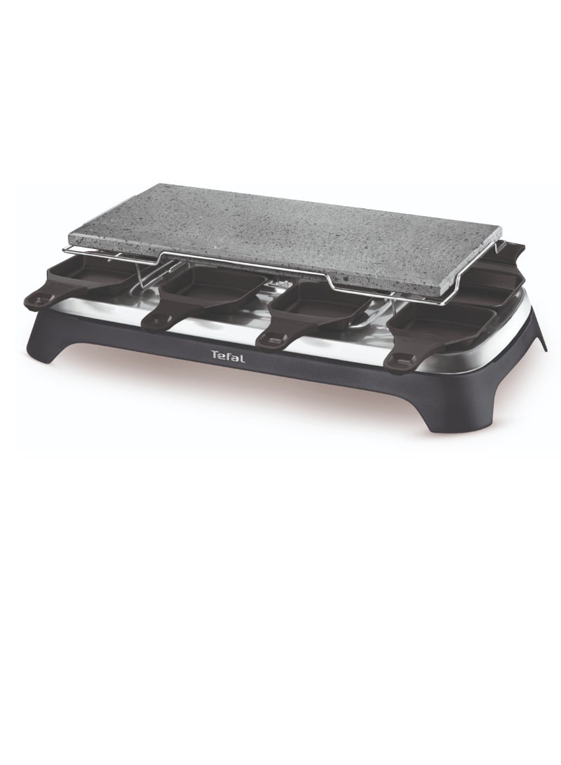 Pierrade 3-in-1 | 10 People | 3 Functions | Raclette | Grill/Plancha | Non-Stick Coating | Easy Storage | 2 Years Warranty | 1 W RE45A827 Black