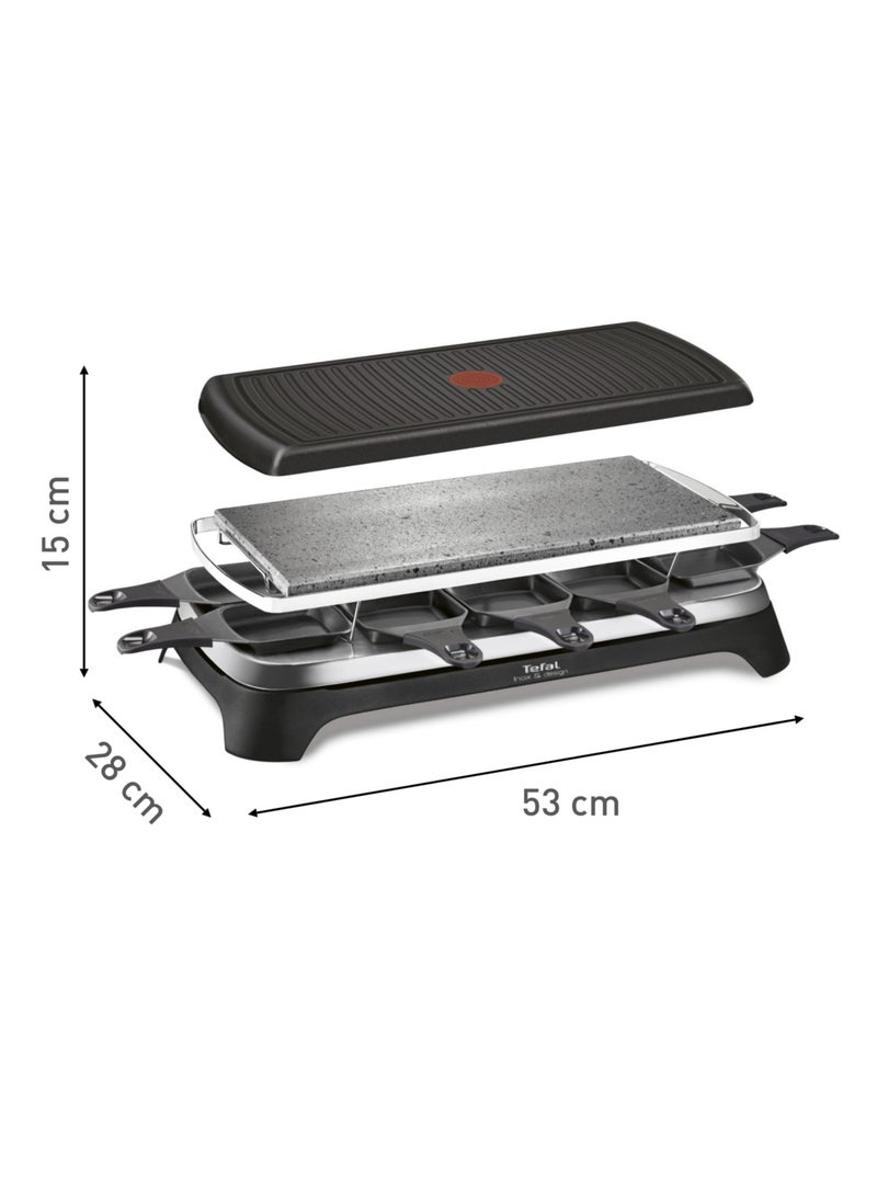 Pierrade 3-in-1 | 10 People | 3 Functions | Raclette | Grill/Plancha | Non-Stick Coating | Easy Storage | 2 Years Warranty | 1 W RE45A827 Black