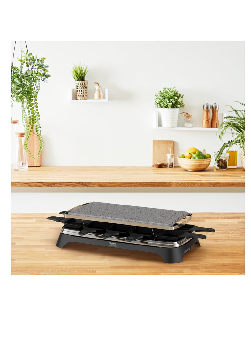 Pierrade 3-in-1 | 10 People | 3 Functions | Raclette | Grill/Plancha | Non-Stick Coating | Easy Storage | 2 Years Warranty | 1 W RE45A827 Black
