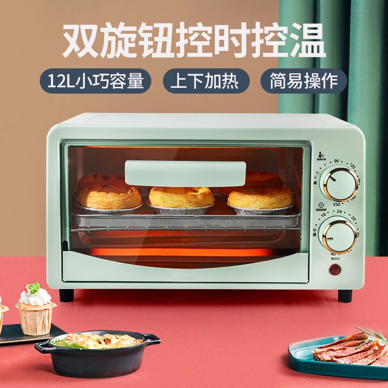 Timing Export Oven Household 12 Litres Small Oven Baking Foreign Trade Electric Oven Baking Oven European Regulations US Regulations Light green