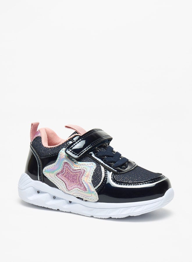 Applique Detail Sneakers with Hook and Loop Closure