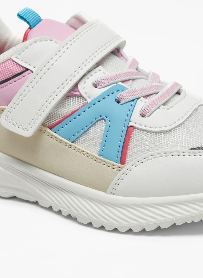 Panelled Sneakers with Hook and Loop Closure