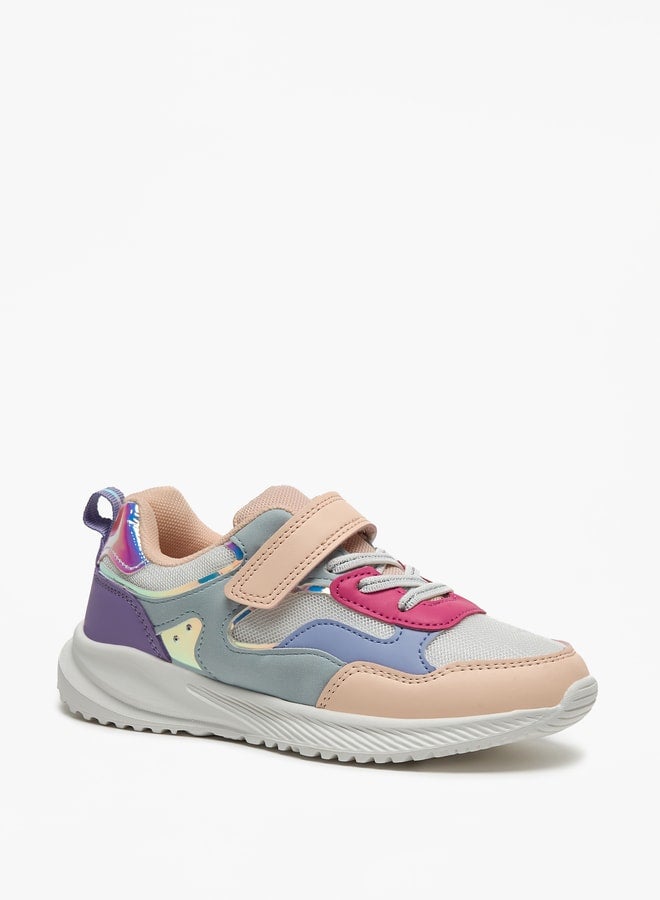 Colourblock Sneakers with Hook and Loop Closure