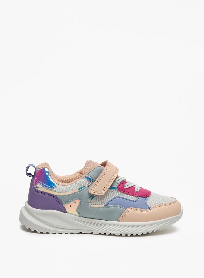 Colourblock Sneakers with Hook and Loop Closure