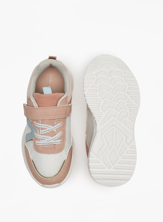 Panelled Sneakers with Hook and Loop Closure